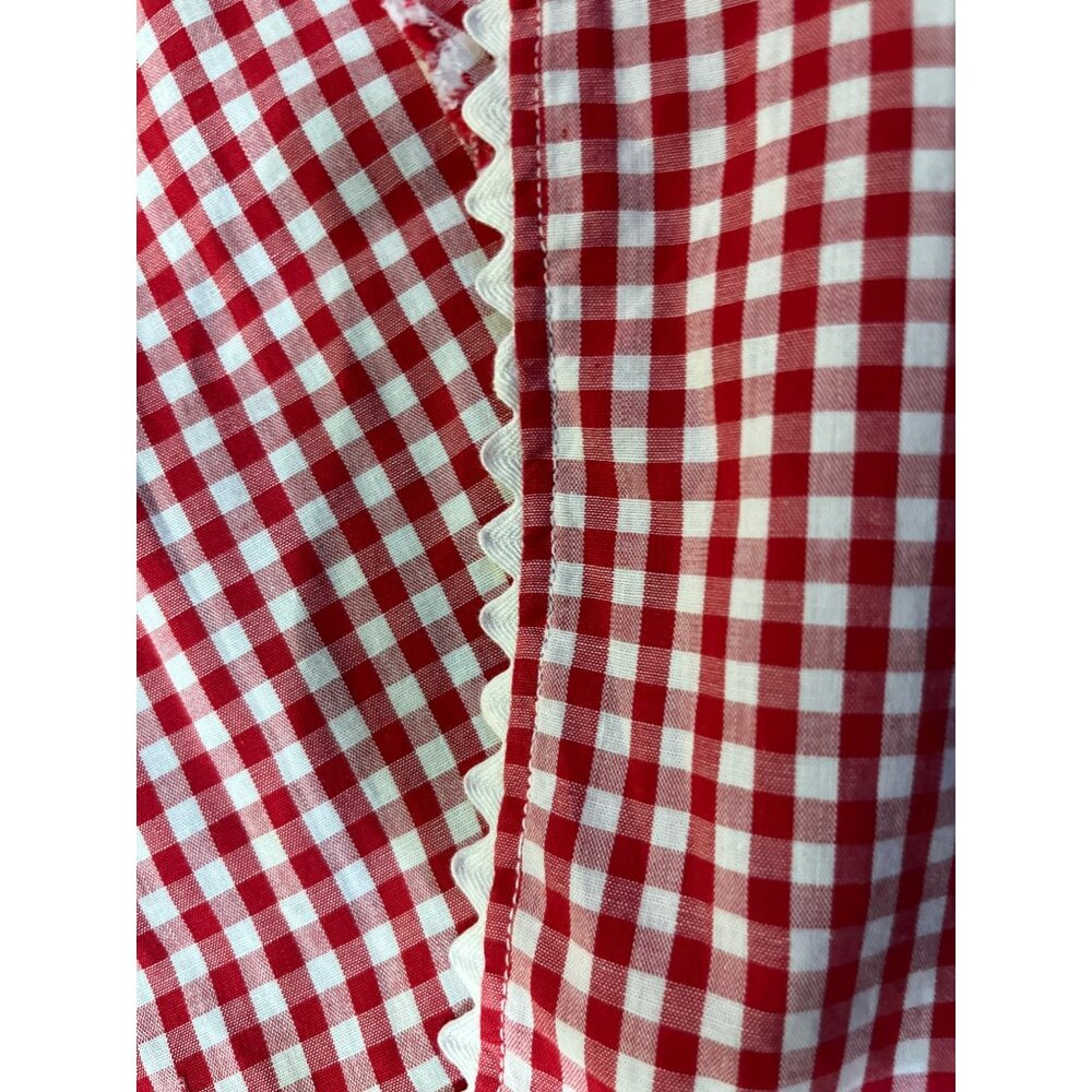 Vintage Red Gingham Half Apron Embroidered Pockets Farmhouse OSFM - Picture 7 of 9